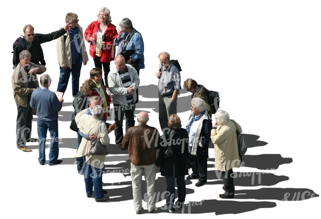 cut out group of people seen from above