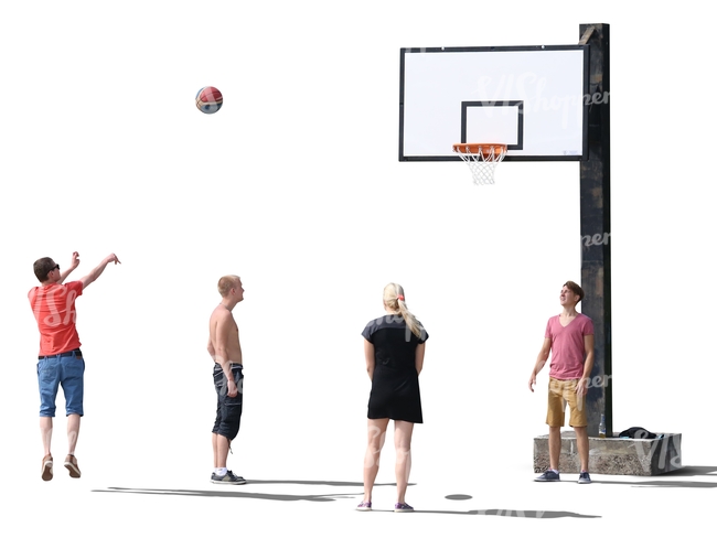 cut out group playing basketball